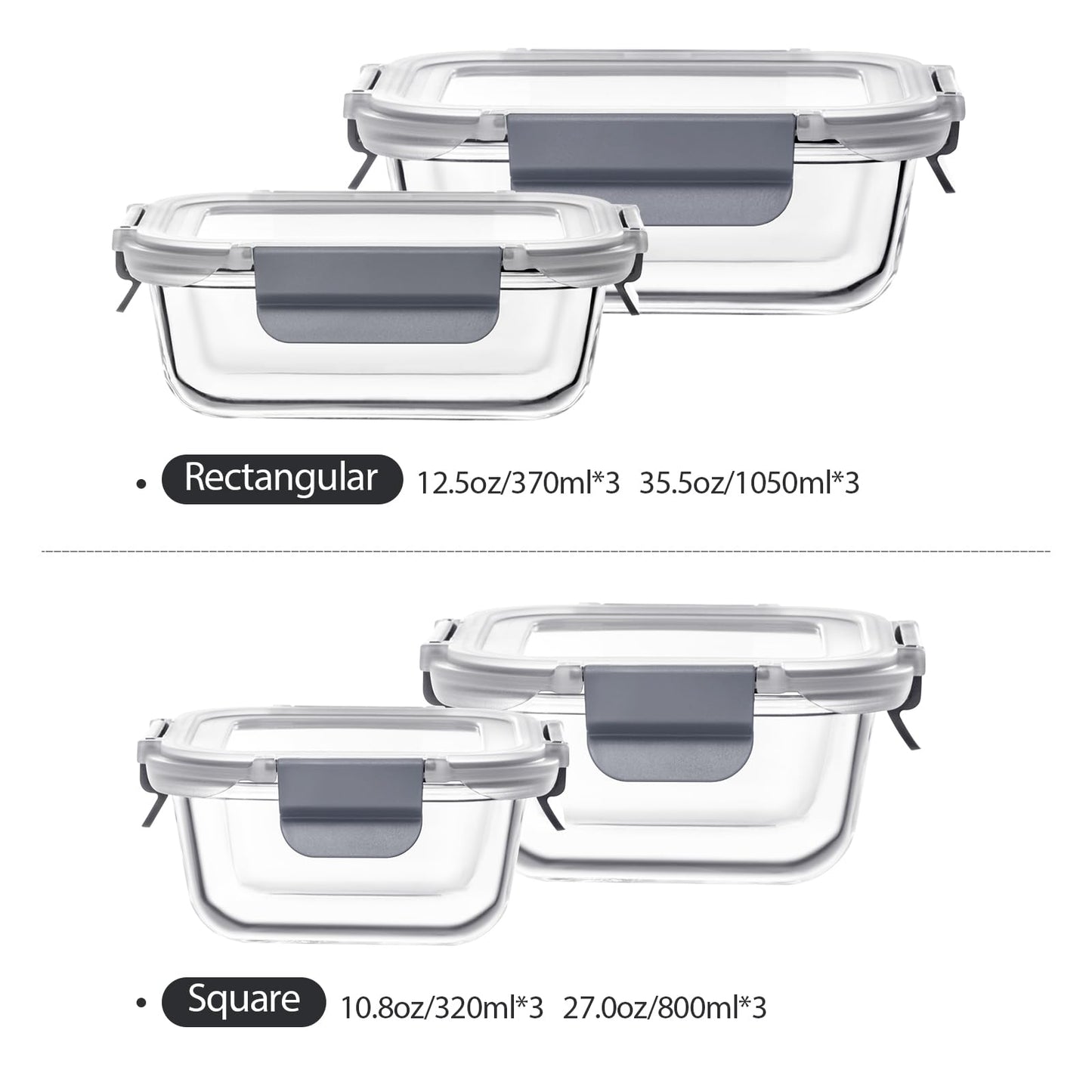 24 Pieces Glass Food Storage Containers with Lids,Glass Meal Prep Containers Set with Locking Lids,Airtight Glass Lunch Container for Kitchen,BPA Free(12 Lids & 12 Containers)
